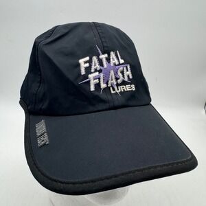 Fatal Flash Lures Hat Tundra Tech Cap Fishing Black‎ Embroidered Logo USA Flag